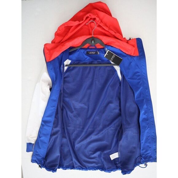 Lauren Ralph Lauren Women Sz M Blue Multi Colorblock Full Zip Hooded Jacket - Picture 10 of 12